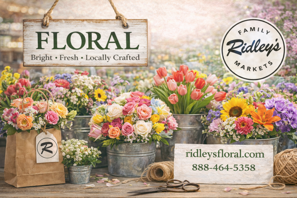 Fresh floral arrangements display